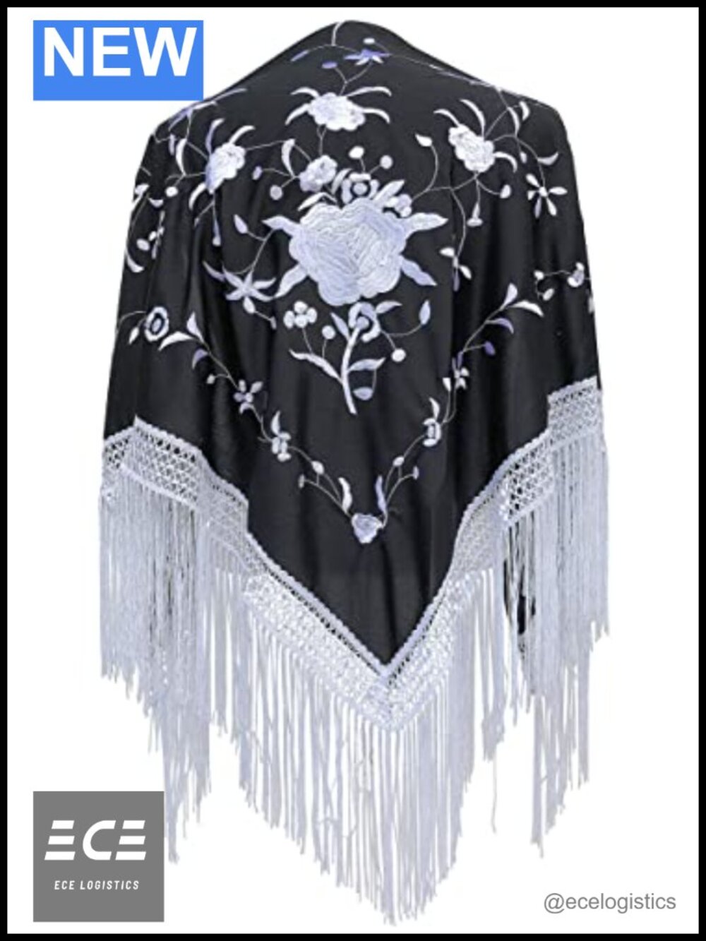 Spanish Flamenco Dance Shawl Polyester Rayon Fringe Wrap Women's Accessory